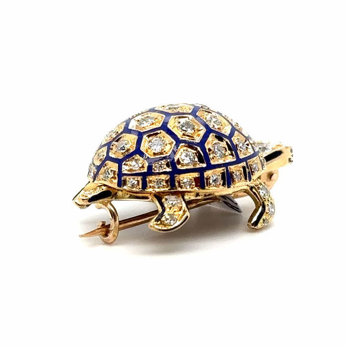 Broche Broche tortue en or, émaillée et sertie de diamants 58 Facettes 1.0002596/3