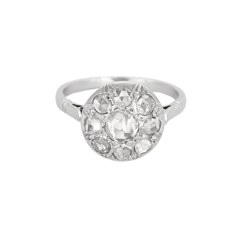 Bague 53 Bague en or gris et diamants taillés en rose 58 Facettes CAN1533X2