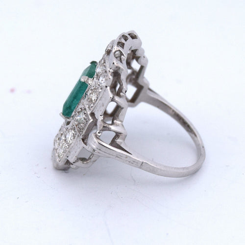 Bague 54 Bague Art Déco or émeraude diamants 58 Facettes