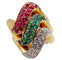 Bague 49 Trilogie de Bagues jonc vintage or ornée d'un pavé diamants, émeraude et rubis 58 Facettes A04056-7-8