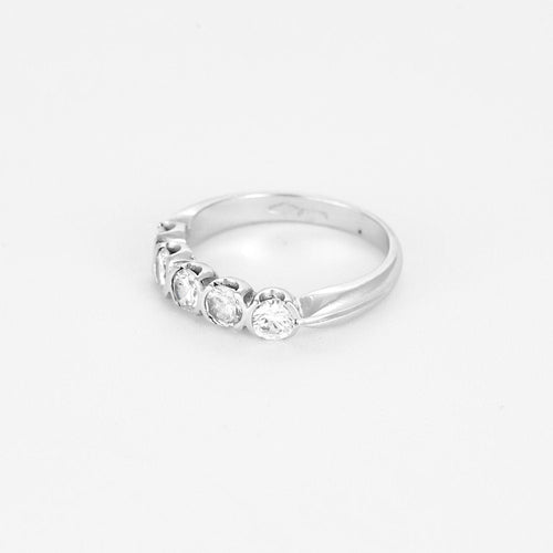 Bague 55 Alliance or blanc et diamants 58 Facettes ENG11286