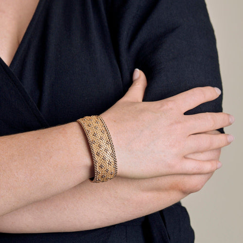 Large bracelet en or jaune à maille polonaise