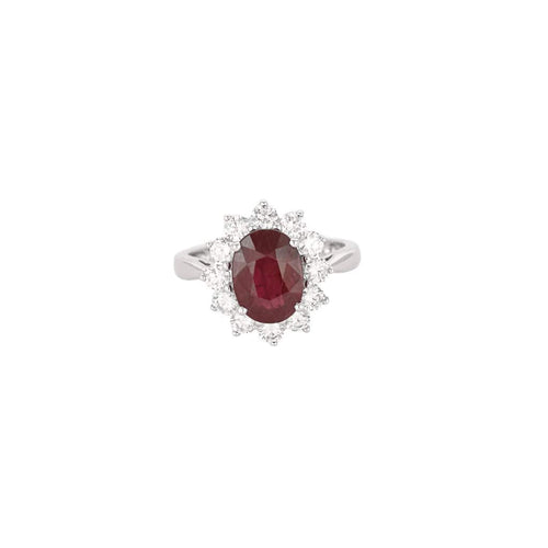 Bague 53 Bague Marguerite Or blanc, Rubis & Diamants 58 Facettes