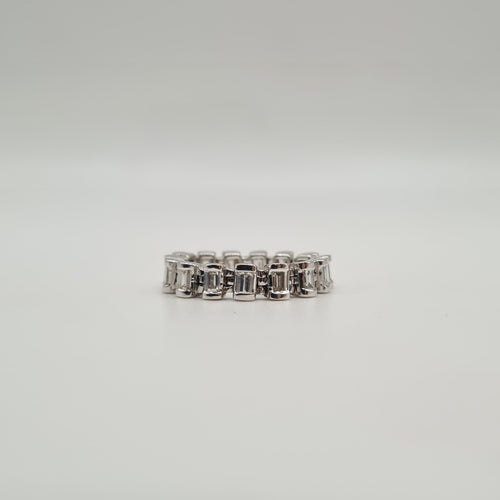 Bague 53 Bague articulée or blanc sertie de diamants baguettes 58 Facettes