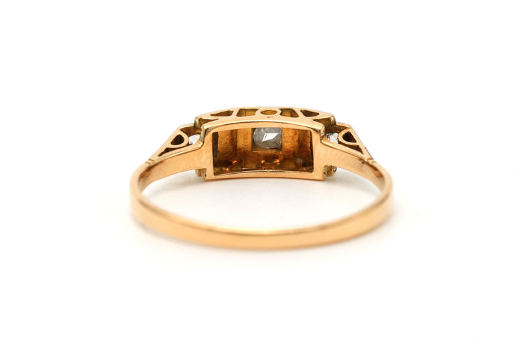 Bague 56 Bague Art Déco - Bague en or jaune et blanc 18 carats et diamants taille rose 58 Facettes 23351