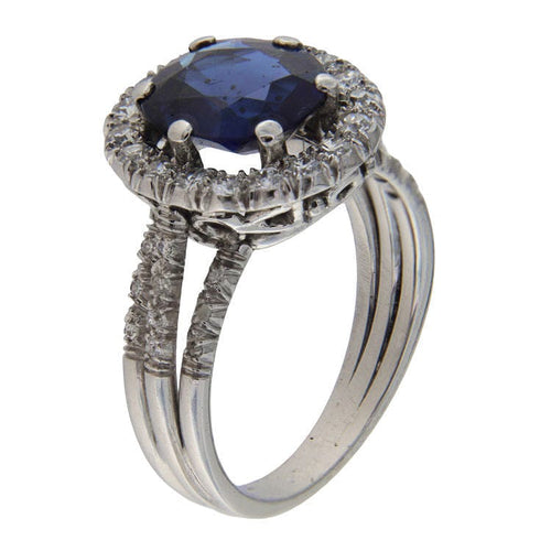 Bague 55.5 Bague en or blanc avec saphir et diamants 58 Facettes G3860