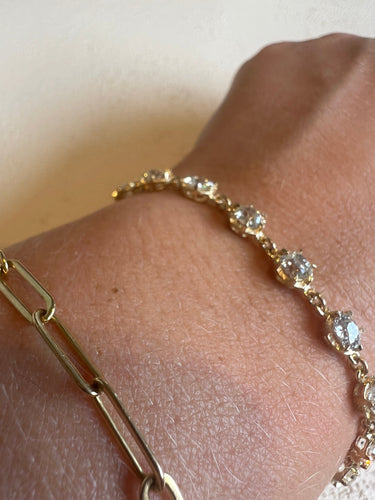 Bracelet Antique yellow gold old mine diamond bracelet 58 Facettes