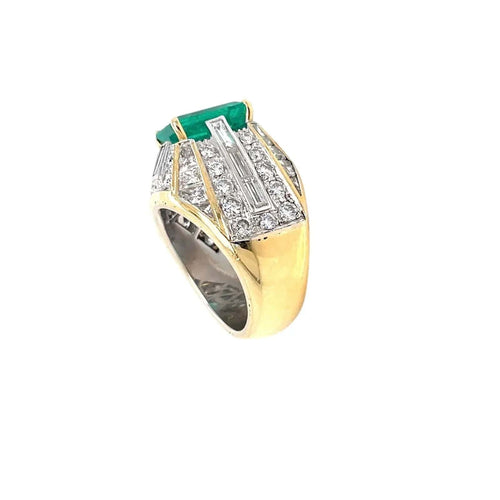 Bague 51 Bague cocktail en or avec diamant émeraude colombienne certifiée rétro 58 Facettes