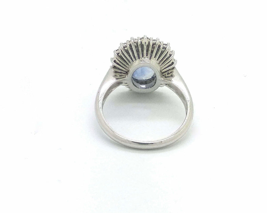 Bague Bague avec saphir de Ceylan et pavé diamants 58 Facettes