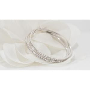 Boucles d'oreilles Créoles En Or Blanc Et Diamants 58 Facettes 31740