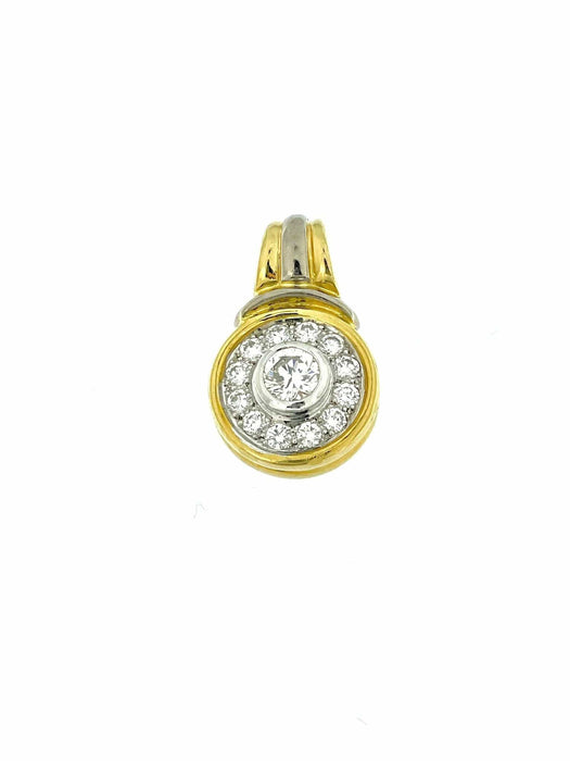 Pendentif Pendentif français vintage en or jaune et blanc avec diamants de 1,25 carat  certifié HRD 58 Facettes