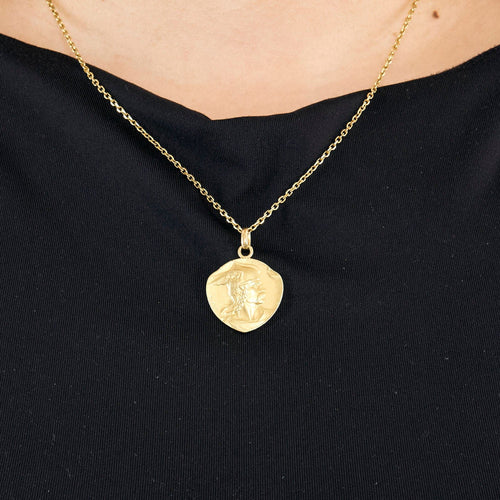 Pendentif Médaille Vercingétorix & Coq en or jaune 18K 58 Facettes