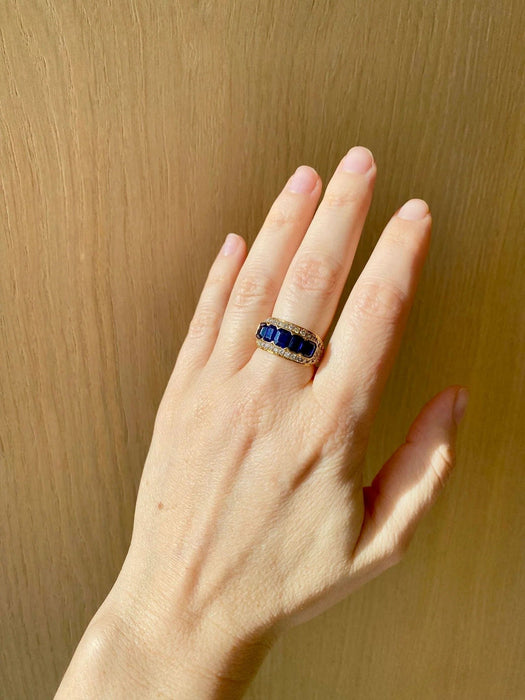 Bague 53 Illario - Natural Sapphire and Diamond Band Ring 58 Facettes