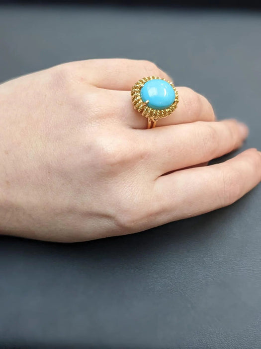 Bague Oursin Vintage cabochon turquoise