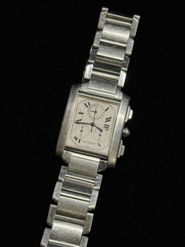 Montre CARTIER - Montre Tank Française Chronoflex - Réf. 2303 - Chronographe - Bracelet Cartier - Vintage 58 Facettes