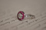 Bague 53 Antique white gold ruby old mine diamond ring 58 Facettes