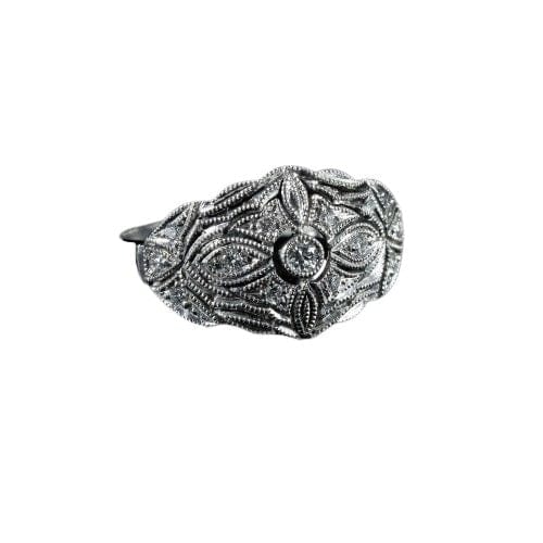 Bague 53 Bague style ancien, or blanc diamants 58 Facettes R1487
