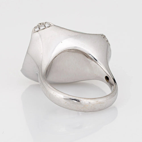 Bague 10.64ct Natural Opal Diamond Ring Estate 18k White Gold Sz 7 Fine Jewelry 58 Facettes G11987