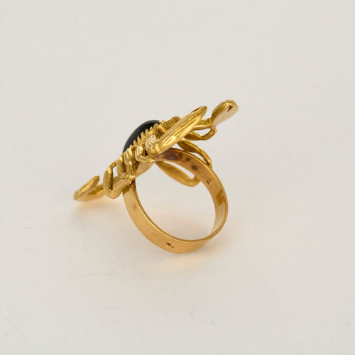 Bague 54 Bague scorpion en or jaune, onyx et diamants 58 Facettes SMA0134