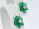 Boucles d'oreilles Boucles d'oreilles en or 0,18 carat ornées d'une fleur précieuse verte et de gros diamants 58 Facettes 2259