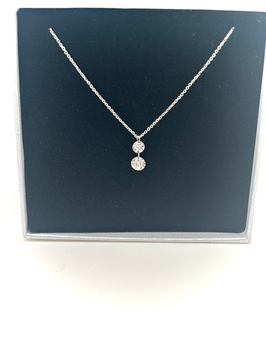 Collier COLLIER LA BRUNE ET LA BLONDE OR BLANC 2 DIAMANTS 0,15ct 58 Facettes M8927