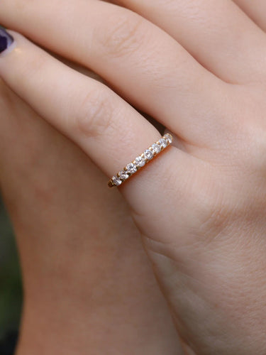 Bague 51 Demi-Alliance américaine en or jaune et diamants 0,5 ct 58 Facettes J115