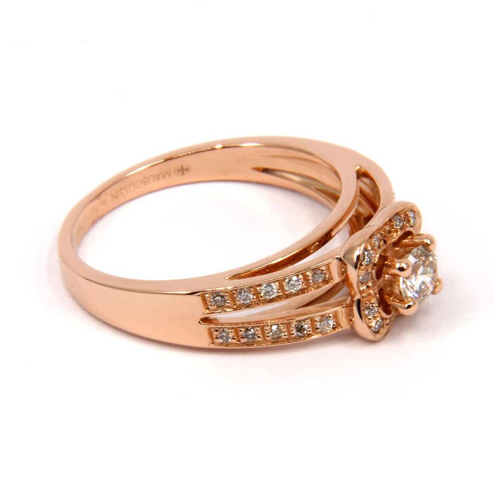 Bague MAUBOUSSIN - Bague Solitaire Chance of love n°2  or rose et diamant 58 Facettes O14-00264