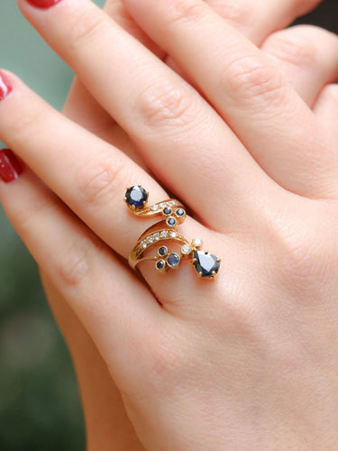 Bague 51 Bague arabesque or diamants saphirs 58 Facettes J152