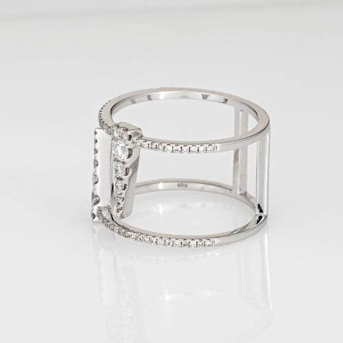 Bague 57 Bague Glaçon Diamant Taille 5,75 Or Blanc 18 carats Bijoux Abstraits Fins Estate 58 Facettes G13620