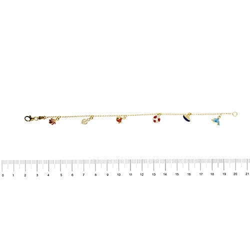 Bracelet Bracelet or jaune avec breloques en émail 58 Facettes 34594