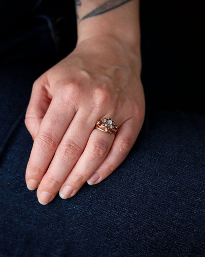 Bague 49 Bague Dôme Marguerite Or Rose Diamants 58 Facettes A11655