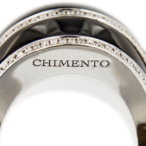 Bague 56 CHIMENTO - Bague à bande bombée avec onyx et diamants 58 Facettes 30476