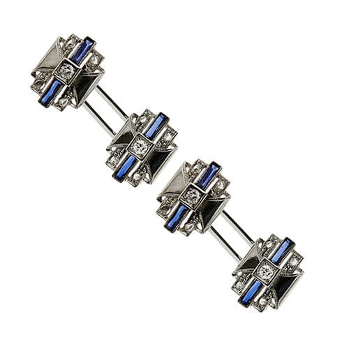 Boutons de manchette Boutons de manchette sertis de saphirs et de diamants 58 Facettes 39260