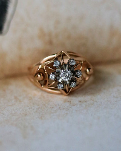 Bague 49 Bague Dôme Marguerite Or Rose Diamants 58 Facettes A11655