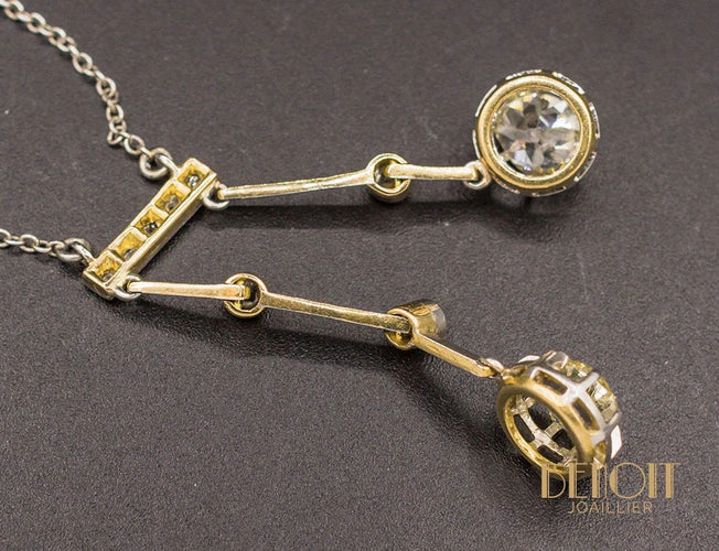 Collier Collier Négligé Or Jaune Platine Diamants 1920 58 Facettes A9063