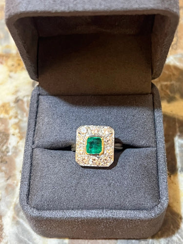 Bague Bague Style Art Déco Emeraude Colombienne, Diamants 58 Facettes BEM47