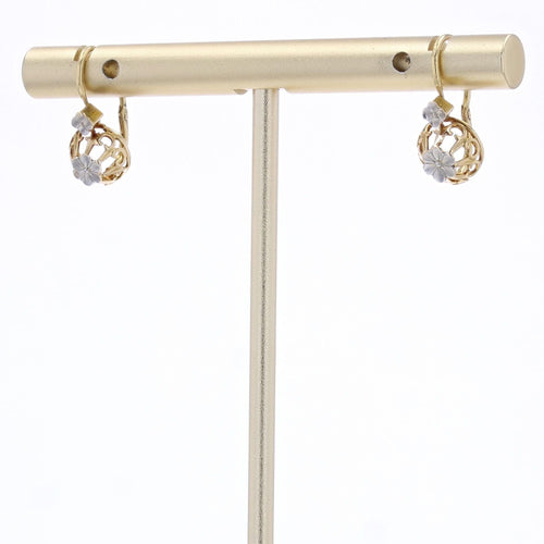 Boucles d'oreilles Dormeuses anciennes deux ors fleurs 58 Facettes 20-040C