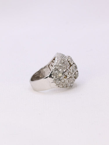 Bague 45 Bague dôme or blanc diamants taille ancienne 58 Facettes J179