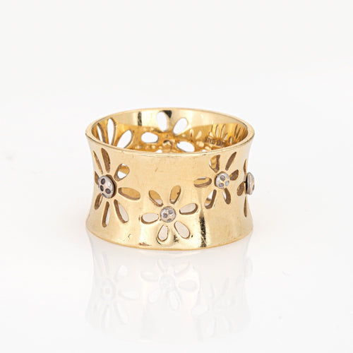 Bague 53 Bague vintage large en or jaune et tournesol 58 Facettes G14187