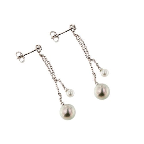 Boucles d'oreilles pendantes en perles et diamants