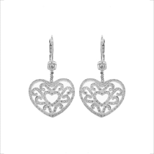 Boucles d'oreilles Boucles d'oreilles pendantes Coeur diamants 58 Facettes 28314
