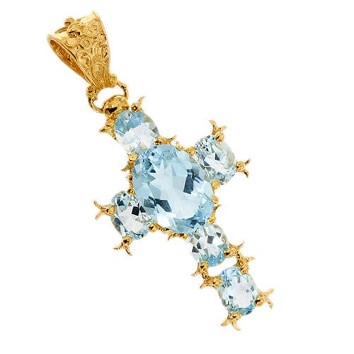 Pendentif Pendentif croix avec topazes 58 Facettes 1885