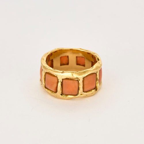 Bague 55 Bague jonc or jaune et corail 58 Facettes ALE4173