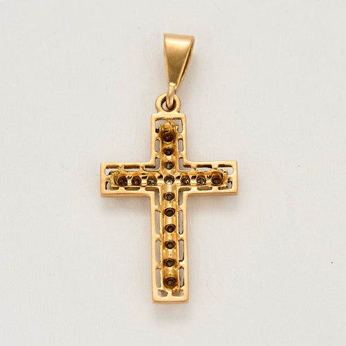 Pendentif Pendentif croix or jaune et gris et diamants 58 Facettes EL005