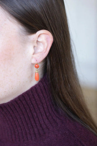 Boucles d'oreilles Boucles d'Oreilles Gouttes Corail 58 Facettes