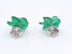 Boucles d'oreilles Boucles d'oreilles en or blanc 0,18 carat avec fleur précieuse verte et gros diamants 58 Facettes 2258