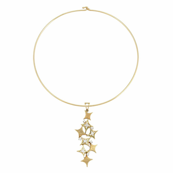 Collier Collier d'étoile en cascade de diamant en or jaune rétro 58 Facettes G13680