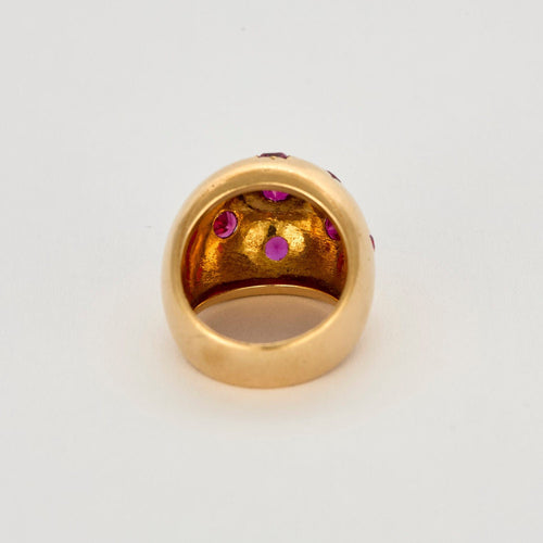 Bague 47 Bague boule or jaune et rubis de synthèse 58 Facettes PAL3224