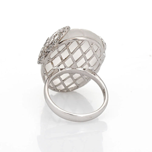 Bague Bague papillon en cristal de roche et diamants, en or blanc 14 carats, bijou de cocktail 58 Facettes G12631