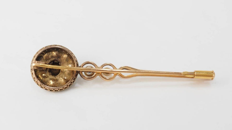 Broche Broche barrette ancienne en or jaune, diamants et perle de culture 58 Facettes 32320